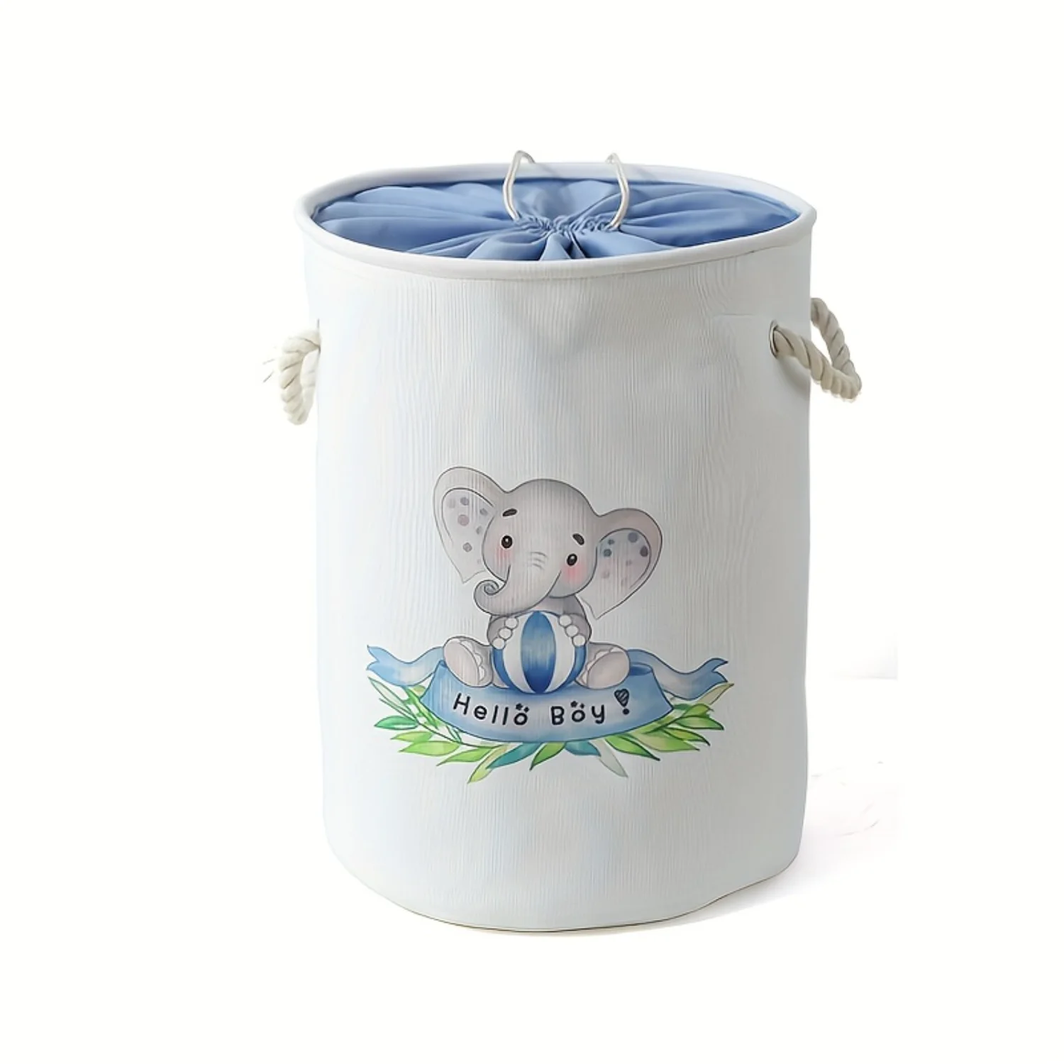 Foldable Elephant Laundry Hamper with Drawstring Lid - Thick Canvas, Multi-Use  Basket for Clothes & Toys, Perfect for Nursery O