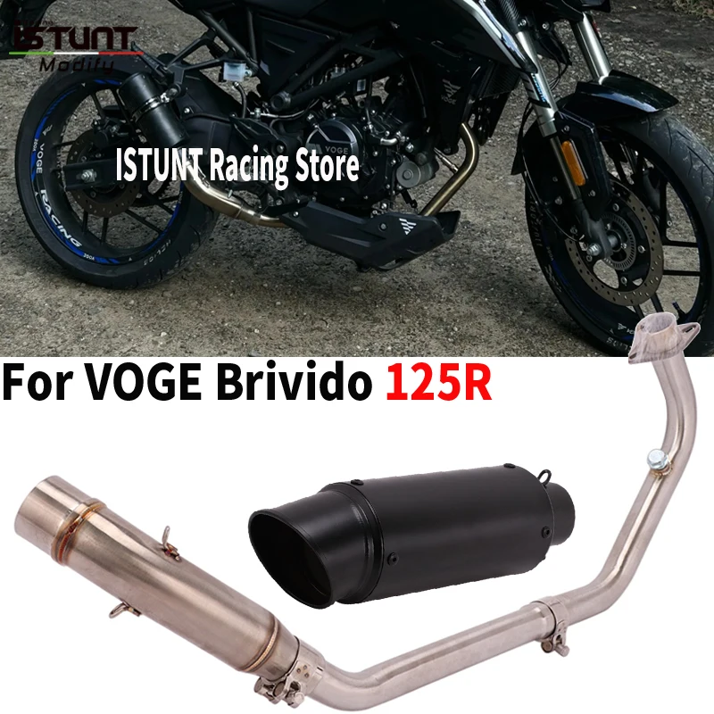 

For VOGE Brivido 125R 125 R 2023 2024 Motorcycle Exhaust System Modified Front Mid Link 50.8MM Pipe Escape Moto With Muffler