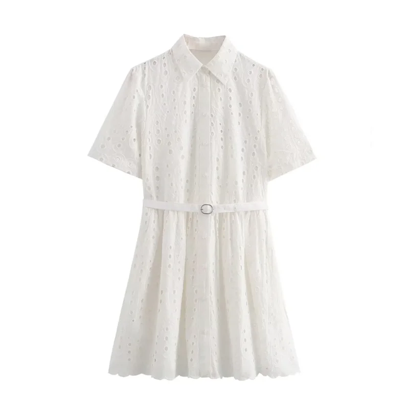 Ele Summer 2024 Or Sve da donna ricamato scavato bianco Dr Commute Sle irt Dr Summer Collection