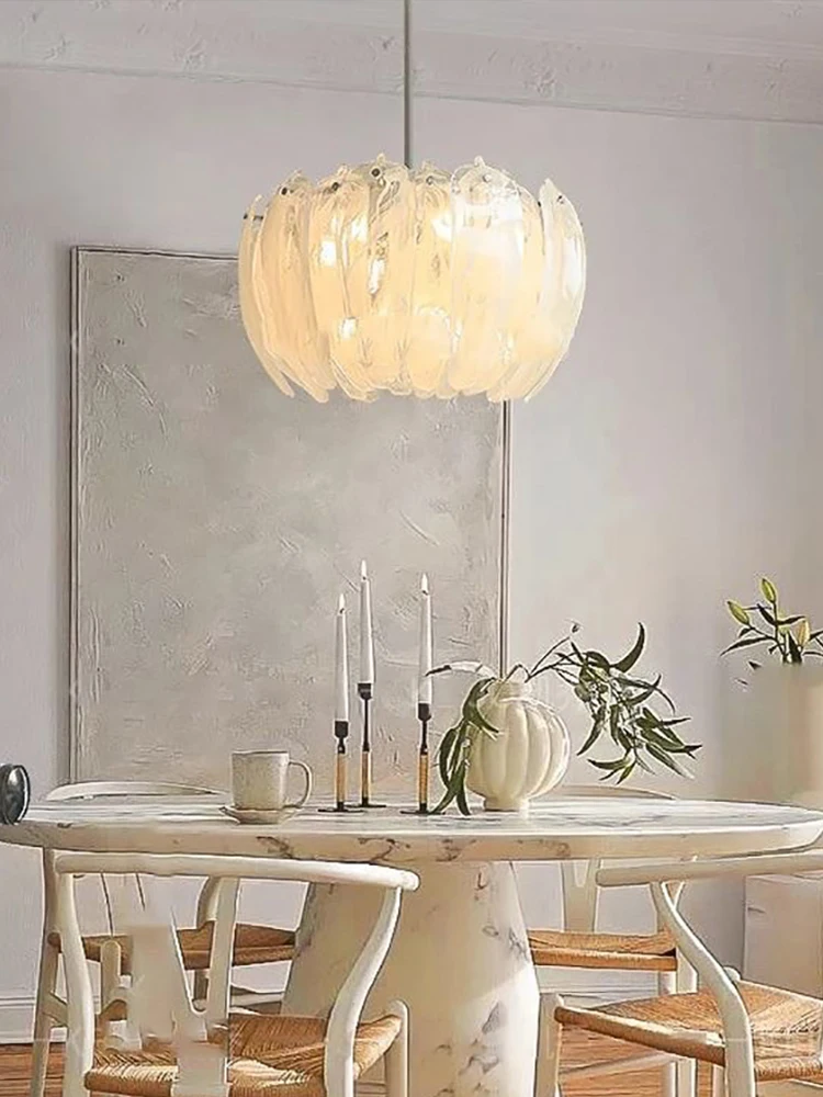 Flower Bud Home Living Room White Cloud Glass Pendant Light Led Lamp Ceiling Chandelier Italy Design Lighting Fixture Lustre