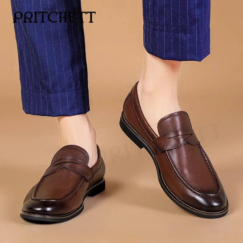 Multi-Color Genuine Leather Slip-On Loafers Casual Business Thick-Soled Men's Shoes Various Formal Commuter Leather Shoes