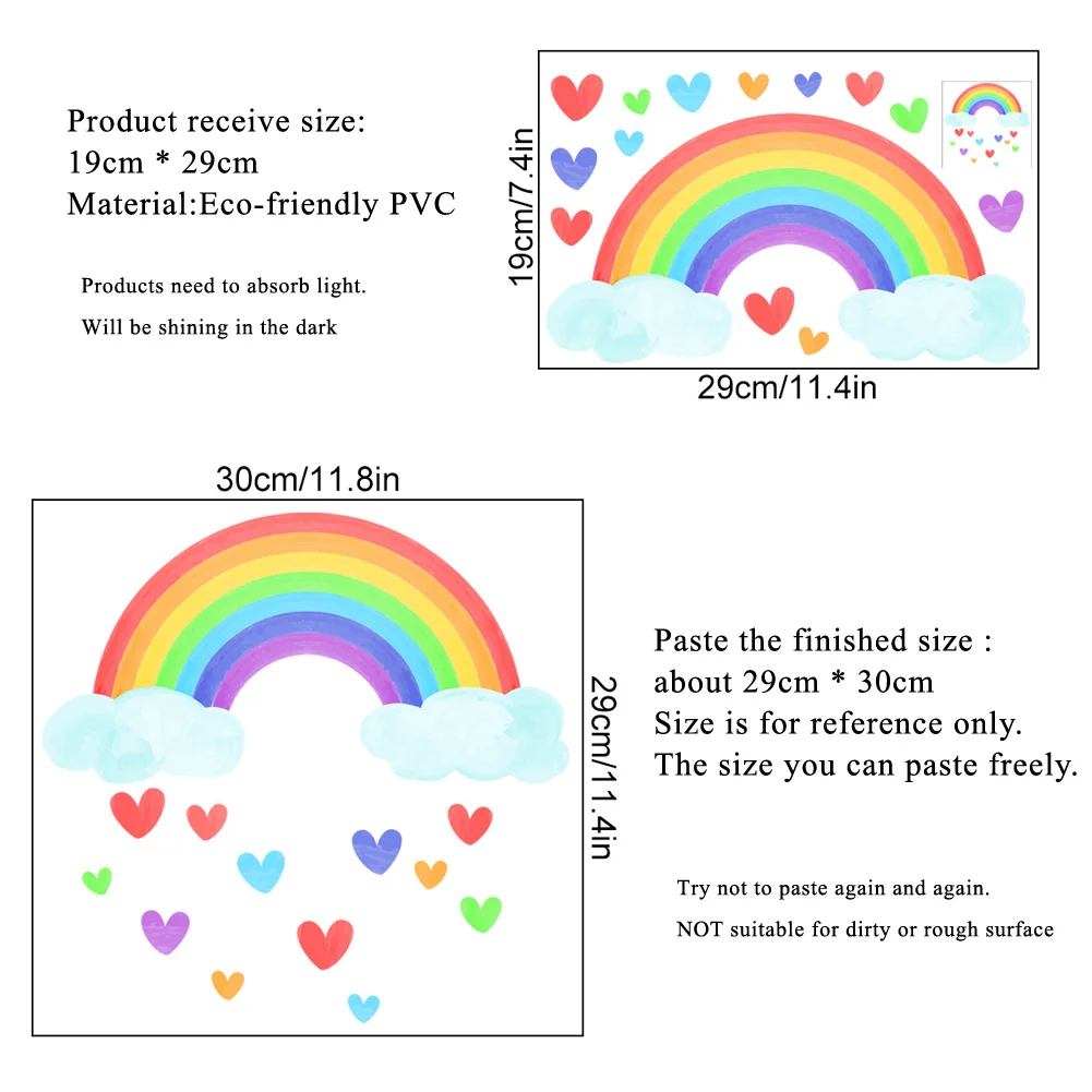Cartoon Luminous Rainbow Clouds Wall Sticker For Kids Room Decoration Wallpaper Baby Bedroom Decor Glow In The Dark Home Decals