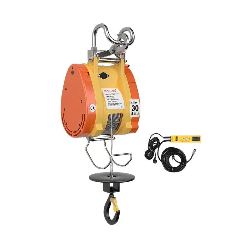 

160kg/250kg 220V Electric Hoist Crane Cable Winch Small Household Wire Rope Electric Hoist Portable Lifting Small Crane Hoist