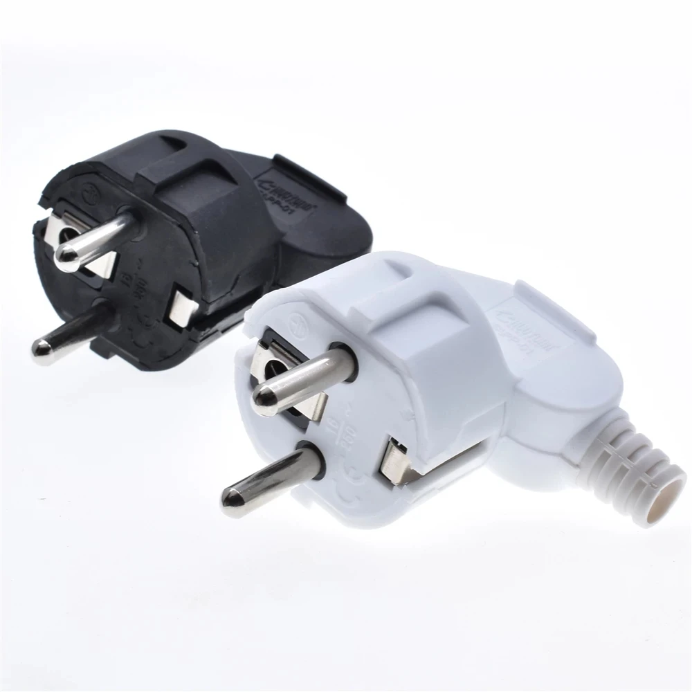 EU Plug Adapter PPFlame Retardant Male Replacement Outlets Rewireable Electeical Socket Euro Connector For Power Extension Cable