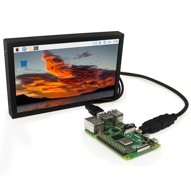 Disttocate 7-Zoll Tragbarer Bildschirm – VGA, AV, DC, Typ C, IPS LCD 1024x600, Für Raspberry Pi & Mehr