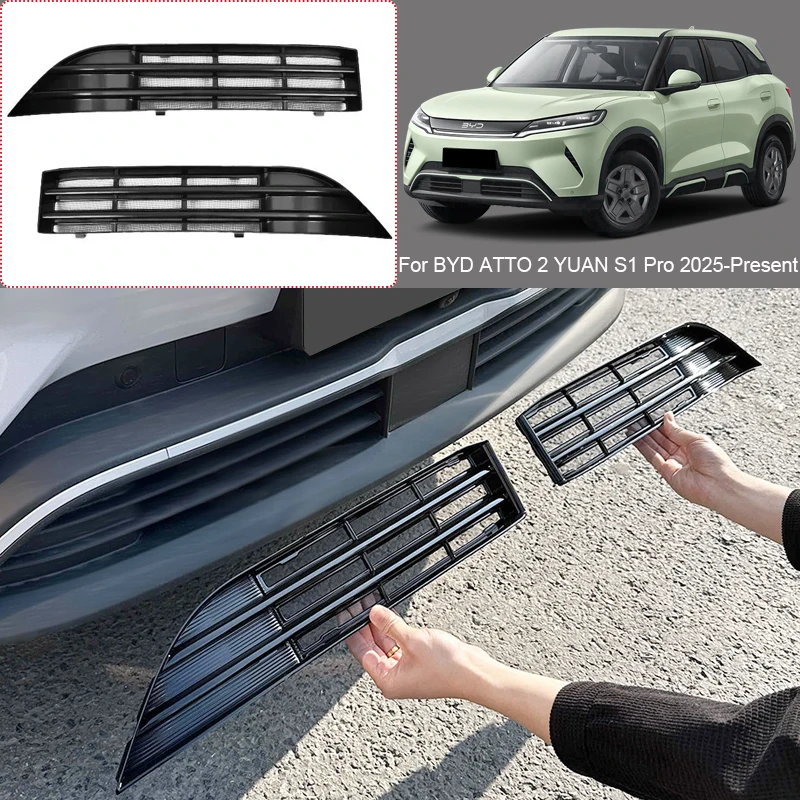 Car Modify Front Buckle Insect Proof Net For BYD ATTO 2 YUAN S1 PRO 2025-2026 Front Bumper Center Intake Grille Cover Accessory
