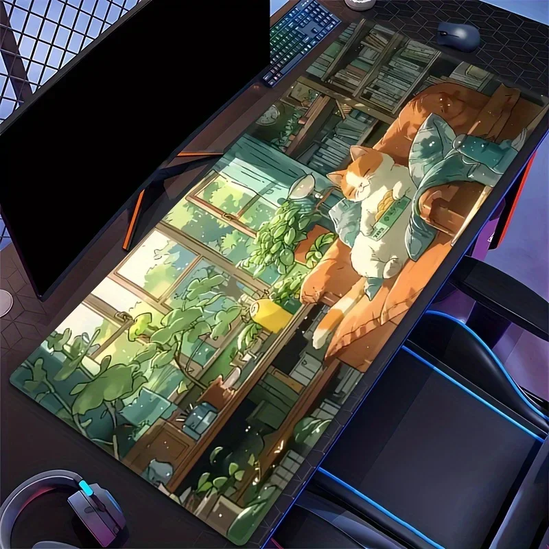 

Study Room Cat Mouse Pad Game, Computer Keyboard Table Pad, Anti-slip Rubber Bottom, Suitable for Gaming, Home, Office Use