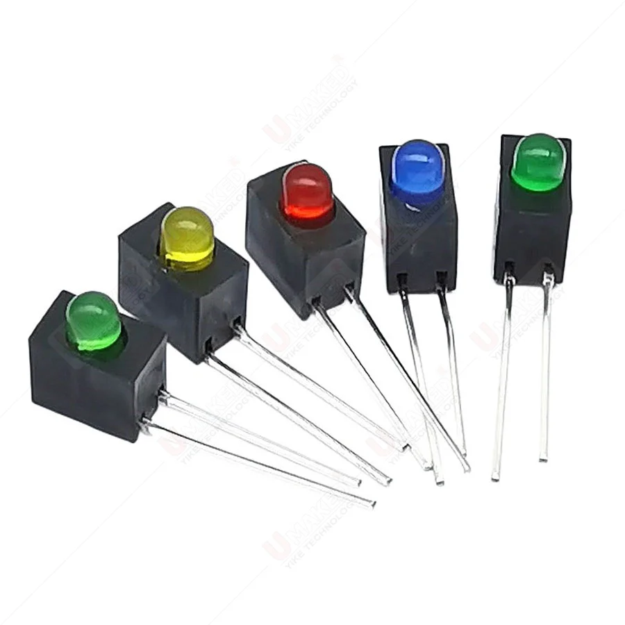 10Pcs Right Angle Pins for 1/2/3/4leds F3 diodes Pan Head LED Diode Beads With Black Plastic Holder, Left Pins Positive+