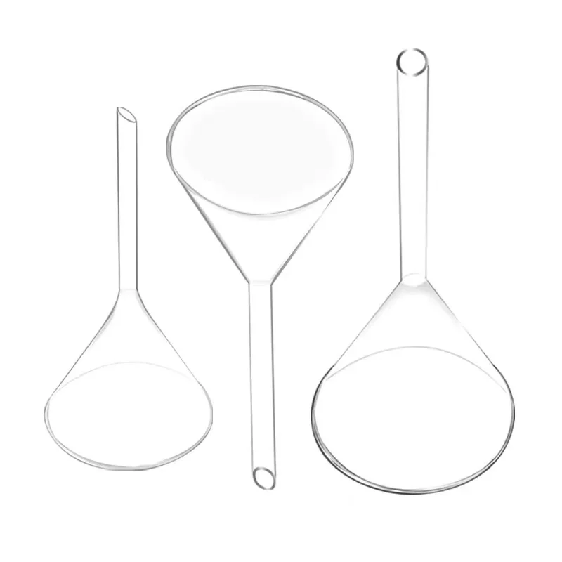 قمع ثلاثي عالي الجودة 30-90 مللي قمع زجاجي قصير الرقبة قمع مرشح زجاجي للاستخدام المختبري