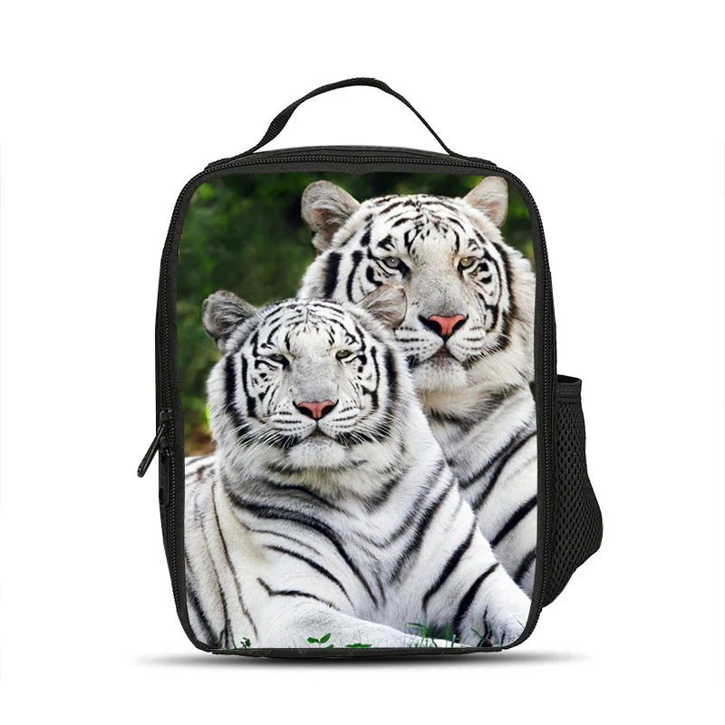 Hot selling tiger lunch bag, ice pack, thermal insulation, strong endurance, animal print, boys and girls' school birthday gift