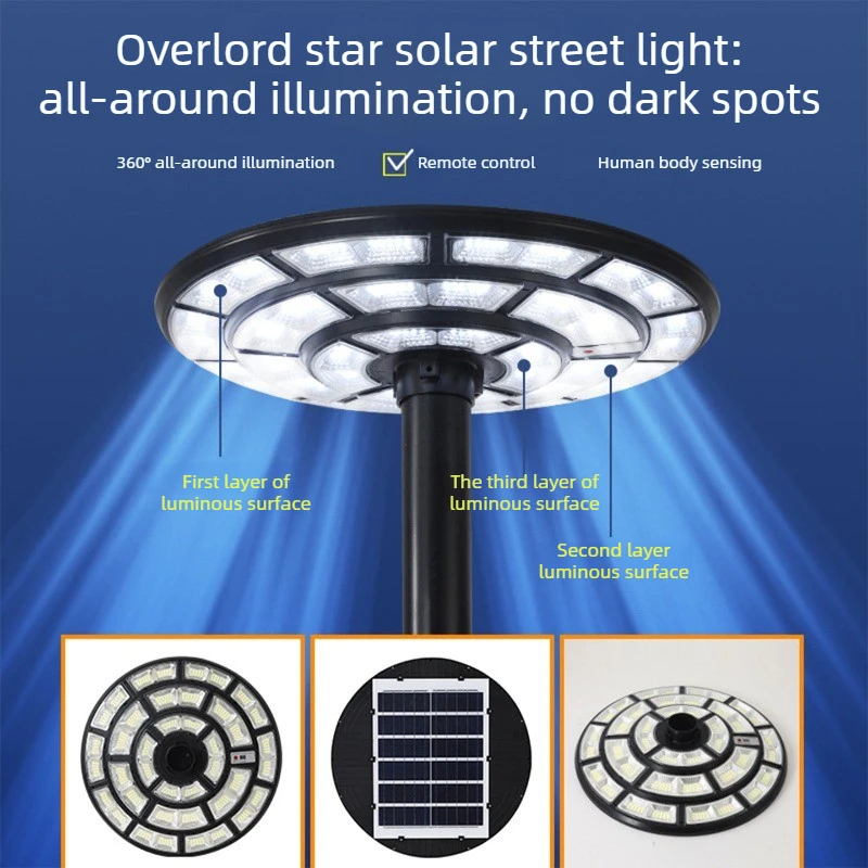 Solar Street Light Integrated Outdoor Park Garden Community Household Road Lighting Round  Flying Saucer