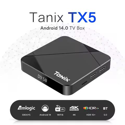 Original Tanix TX5 Android14.0 TV Box Amlogic S905Y5 Quad Core AV1 BT 2.4G&amp;5G Dual Wifi 4K HD Set Top Box Media Player