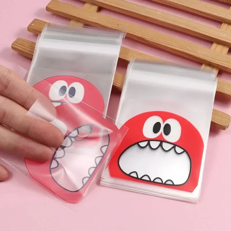 100pcs 7-14cm Optional Cute Foodie Little Monster Self-adhesive Bags Gift Packaging Bag Biscuit Packaging Bag Wedding Candy Bag