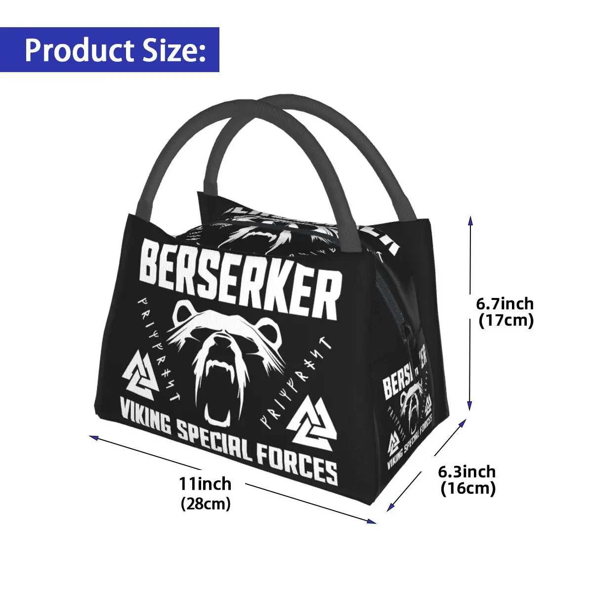 Berserker Viking Insulated Lunch Bag for School Bento Storage Food Boxes Portable Container Cooler Thermal Lunch Box Tote