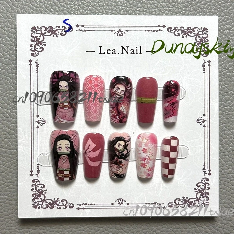 

‌ Камадо Незуко для мальчиков и девочек, реквизит для косплея, розовый бант, кавайные ногти, подарок для фанатов, Jirai Kei, аниме, повседневная вечеринка, Хэллоуин, косплей