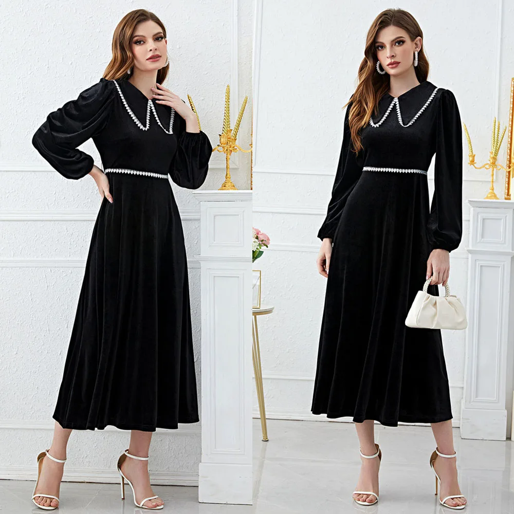 

Fashion Women Abaya Long Sleeve Maxi Dress Muslim 2023 Spring Turkey Kaftan High Waist Evening Party Gown Vestidos Jalabiya Robe
