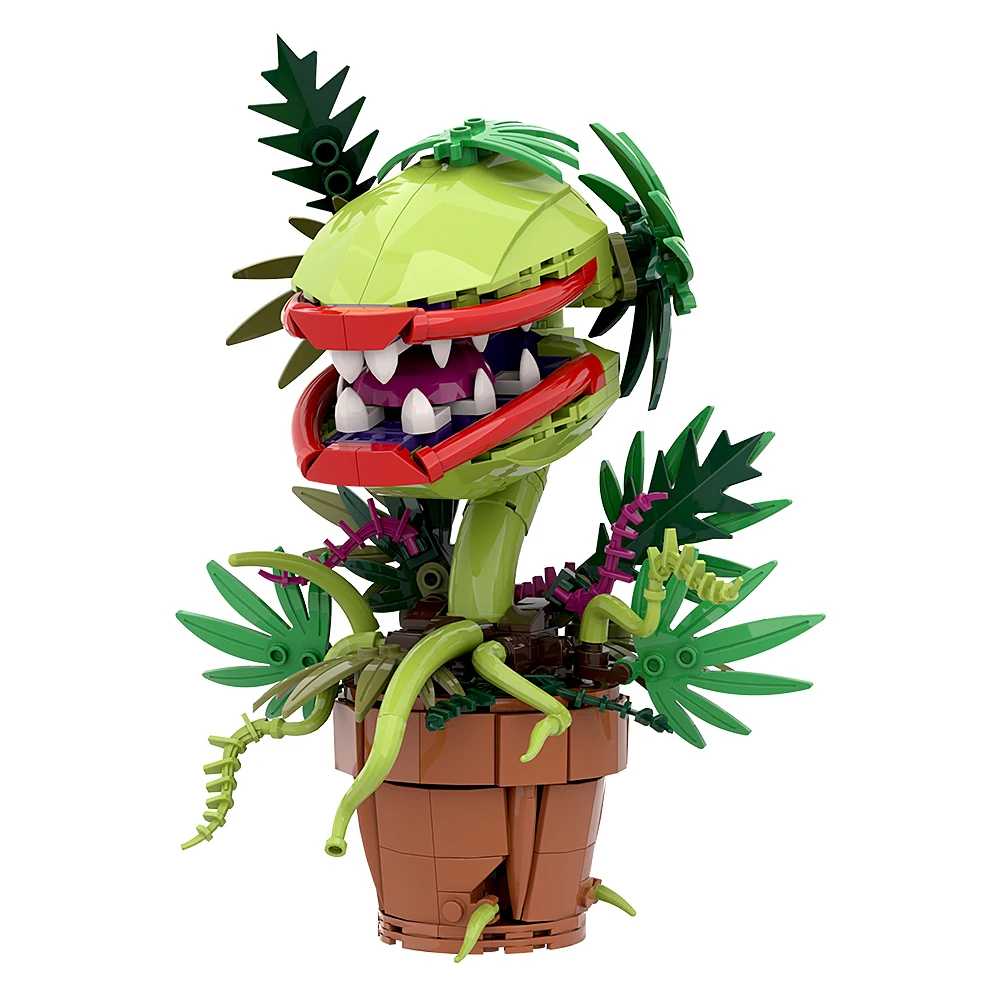 MOC Audrey II Piranha Plant Building Block Chomper Potted Plants Horrors Flower Model Bricks Assemble Toys Children Collect Gift