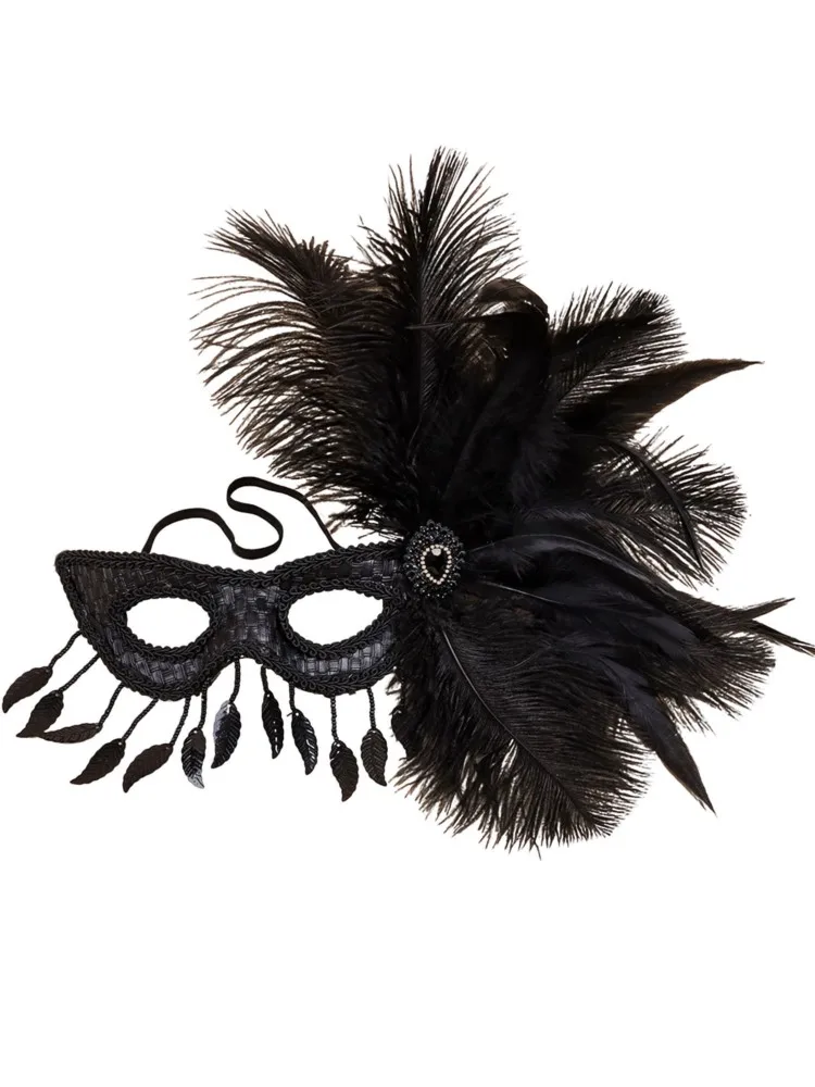 Masque pour les yeux Sexy plume eau diamant gland vénitien mascarade bal Halloween fête déguisement accessoires de déguisement dame masque facial