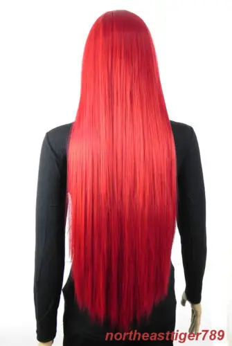 Pelucas largas y rectas con flequillo para mujer, pelo de fiesta de Anime, resistentes al calor, Cosplay, EE. UU.