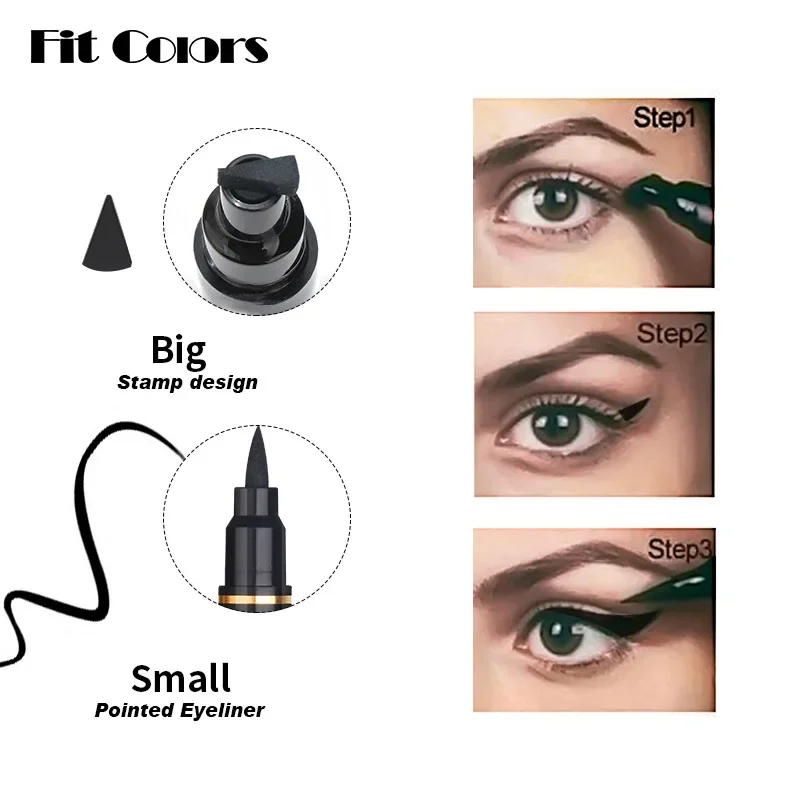 Big Seal Stamp Liquid Eyeliner Pen Double-ended Eyeliner Black Eye Liners Pencil With Eyeliner Cosmetic  Waterproof Fast Dry 1pc