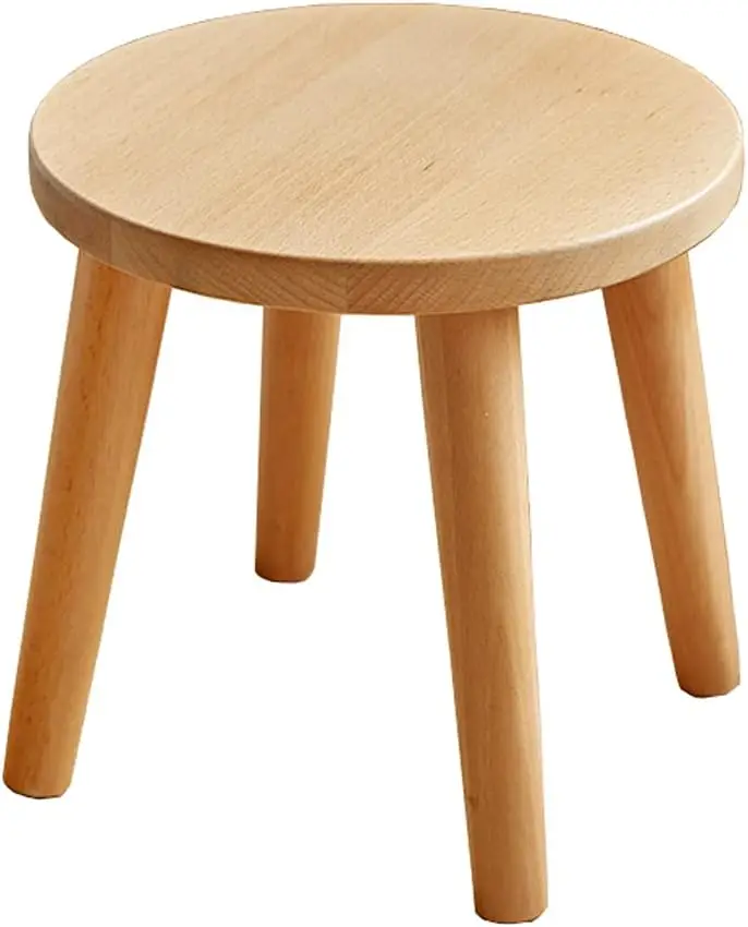 

Natural Solid Wood Step Stool Plant Stand Round Footrest 10 H Portable Detachable Legs Vanity Stool, Small