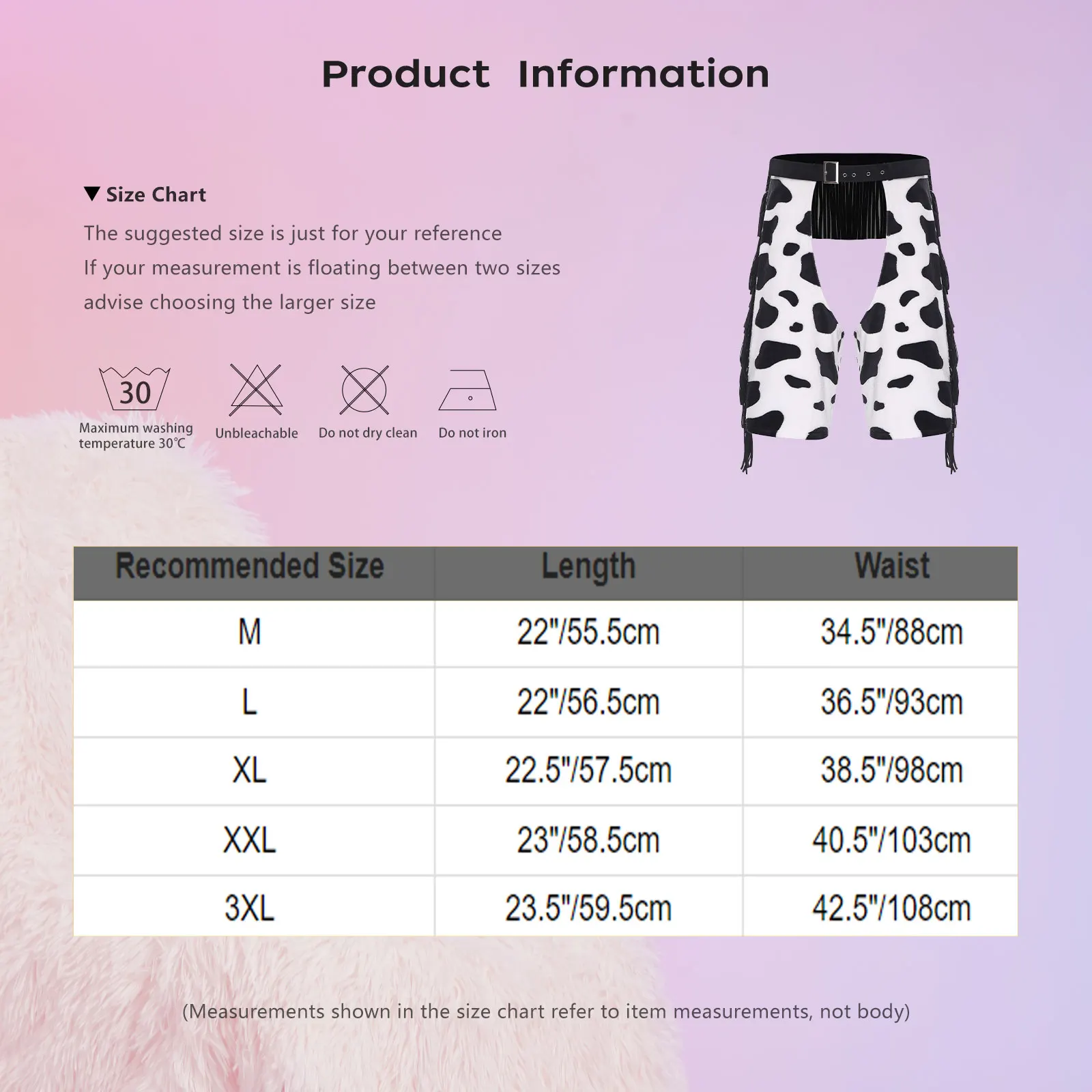 Men Vintage Cowboy Chaps Tassel Printed Open Crotch Flannel Shorts Biking Riding Short Pants Night Club Party Role Play Costume view 6