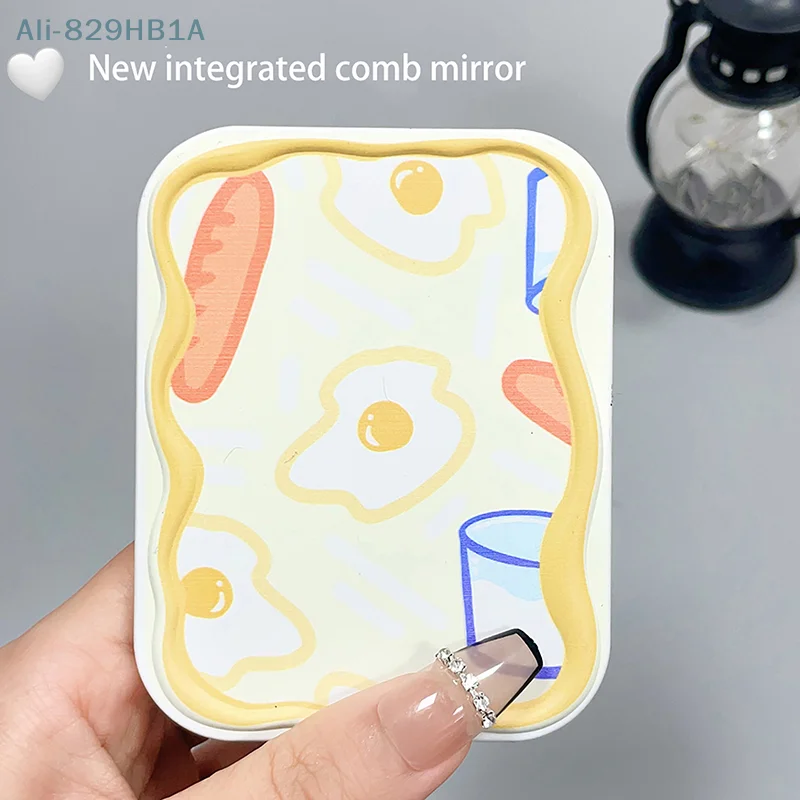 Miroir de Maquillage Pliable avec Peigne pour Femme et Fille, Créatif et Portable