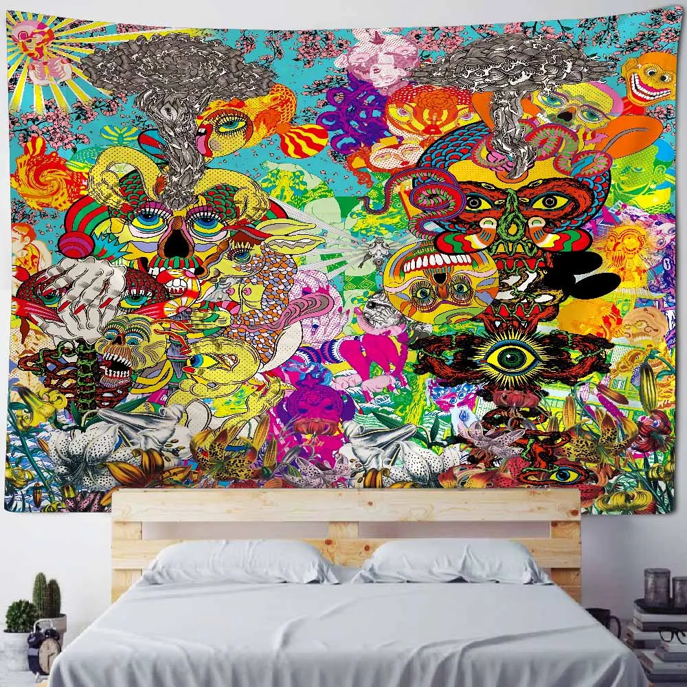 

Psychedelic Mushroom Print Tapestry Colorful Hippie Eye Wall Hanging Room Wall Art Decor Blankets Home Decor Yoga Mat Sheets