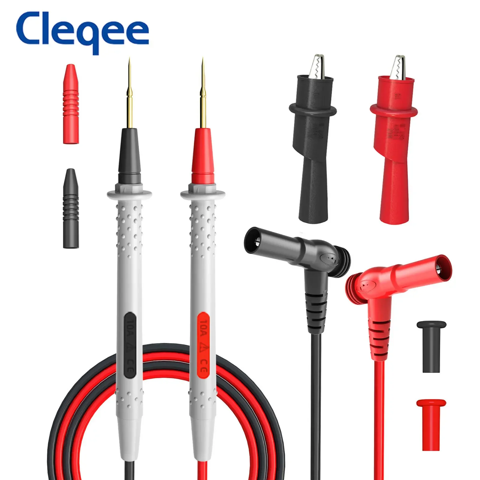 Cleqee P1506B Series 4mm Banana Plug Multimeter Probe Test Leads Kit 1mm Sharp Needle Test Hook Wire Alligator Clip 1000V 10A