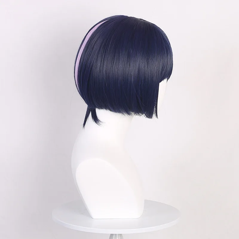 Genshin Impact Scaramouche Cosplay perruque Inazuma pays éclapse Simulation cuir chevelu avec des reflets grisâtre bleu faux cheveux perruque