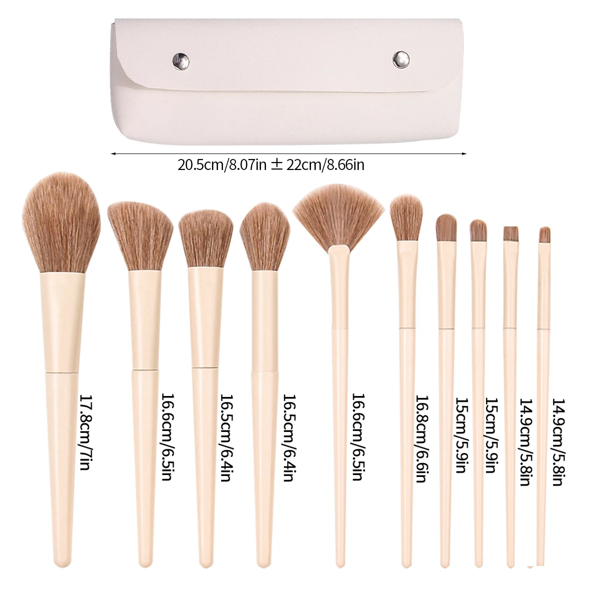 11-teiliges Make-up-Pinsel-Set für Anfänger mit Make-up-Tasche, Rougepinsel mit weichen Borsten, Lidschattenpinsel, tragbare Reise-Make-up-Werkzeuge
