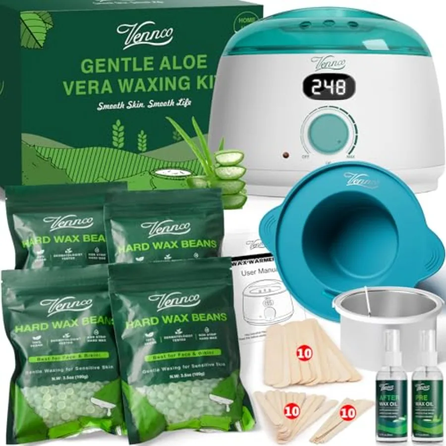 

Waxing Kit for Women Men - Premium Digital Wax Melt Warmer Kit for Sensitive Skin Coarse Hair Removal - 14oz Hard Wax Beads and
