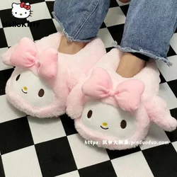 Sanrio Cinnamoroll Melody Kuromi Hello Kitty Cute Cartoon Fuzzy pantofole Y2k Soft Plush 3D isolamento termico scarpe da casa per donna