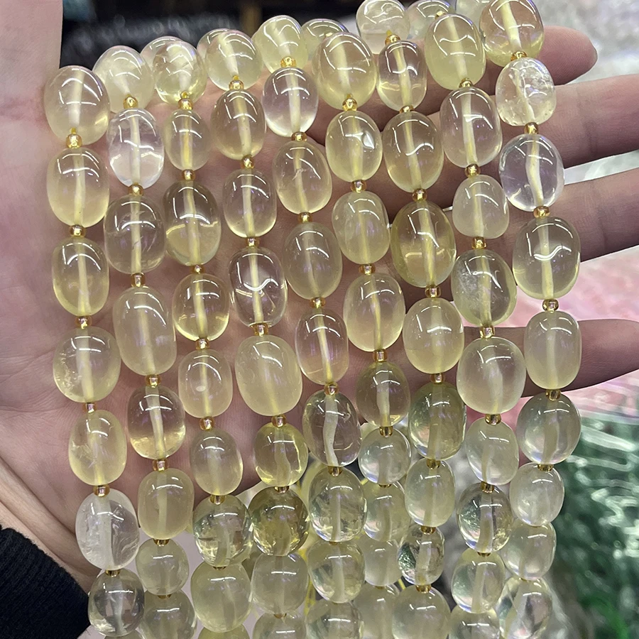 High-Quality Natural Lemon Crystal Conformal Irregular Faceted Loose For Jewelry Making DIY Necklace Bracelet 15''12-15mm