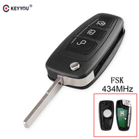 KEYYOU For Ford Mondeo Focus C-Max S-Max 2013 2014 2015 2016 2017 434Mhz 3 Buttons Filp Car Remote Control Key FSK
