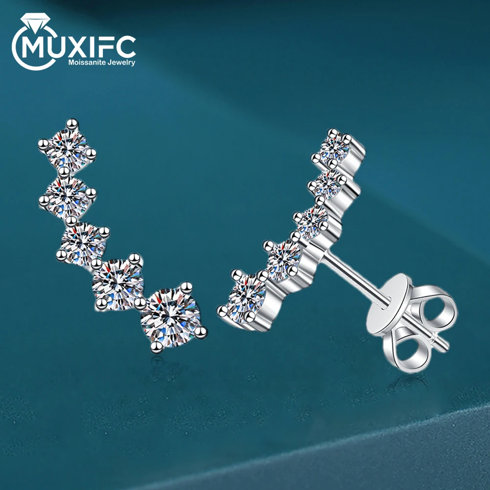 

MUXIFC 1.16cttw Smile Moissanite Stud Earrings With GRA Certified 925 Sterling Silver Plated 18K Wedding Ear Studs for Women