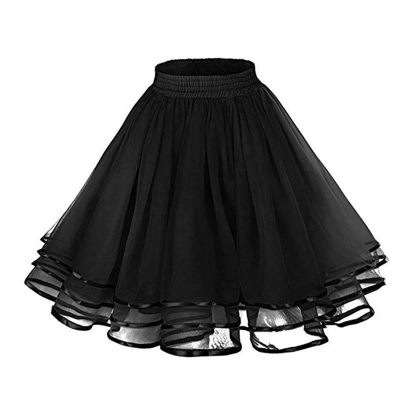 Kobieta halka Tutu podkoszulki krynolina 50\'s 3-warstwowa wstążka gaza spódnica z tiulu Vintage ślubne halki ślubne Rockabilly Tutu