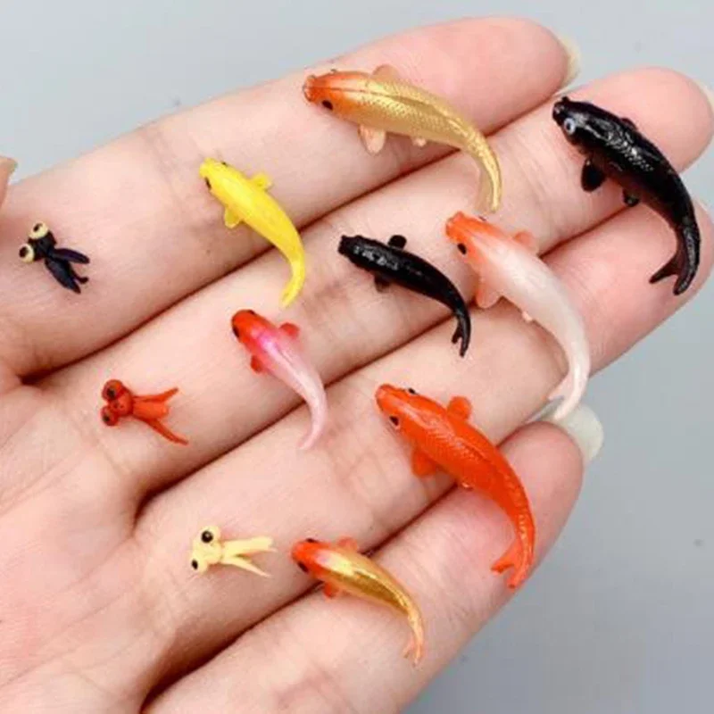 5pcs Dollhouse Miniature Model Fish Carp Simulation Animals For Kids Toys DIY Decorative Goldfish Figurines Home Decor Ornament