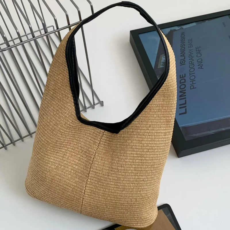 

Retro-style Woven Shoulder Bag Stylish Large-capacity Straw Beach Bag Women Casual And Versatile Handbag New Summer Underarm Bag