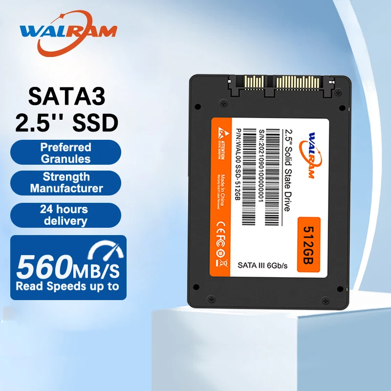 WALRAM 2.5 SATA 3 SSD 512GB 256GB HDD 128GB 120GB 240GB SSD 1TB Solid State Drive Internal SATA3 Hard Disk For Desktop Laptop PC