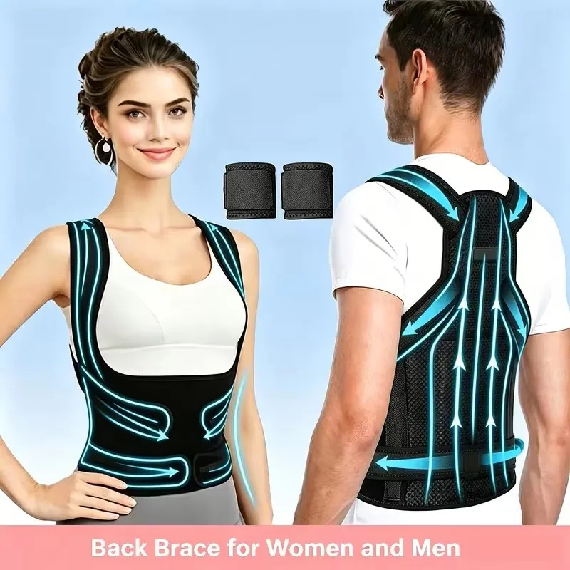 Men's And Women's Styles, Adjustable Back Posture Strap, Suitable for Female Posture Back Support, Posture Support Provides Support And Shaping for The Neck Strap Accessories, A Pair Of Shoulder Pads