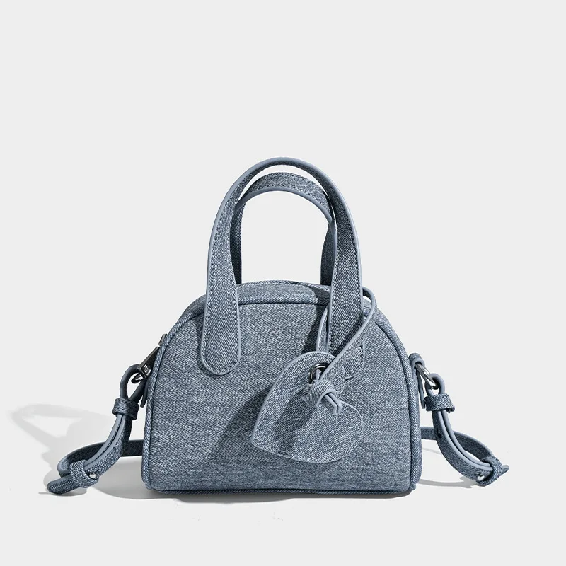 Vintage imitation denim women handbag small Boston bag Trend Designer female shoulder messenger bag PU Leather ladies totes