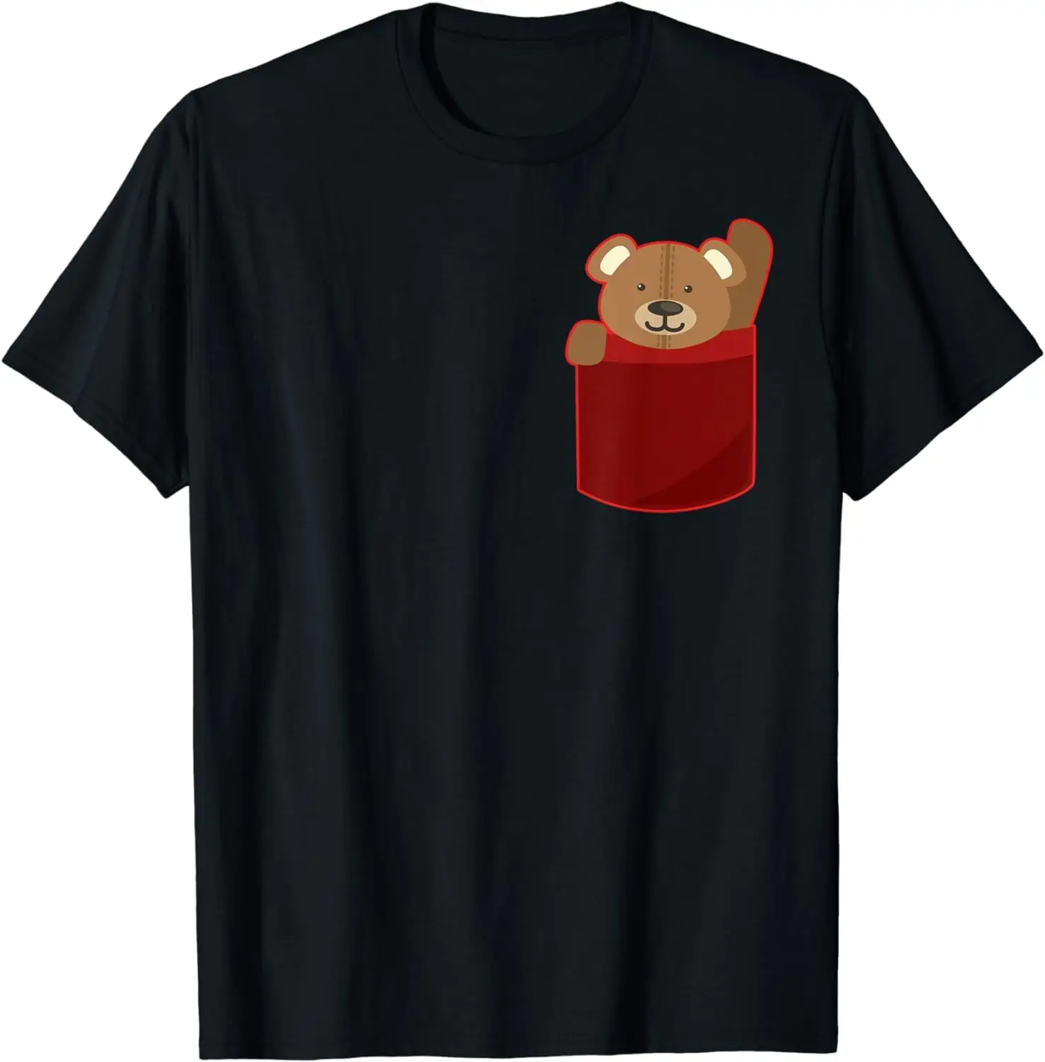 Cute Pocket Teddy Bear Fluffy Waving Hi T-Shirt Anime Graphic T-shirts For Men Clothing Women Tees Y2K Tops