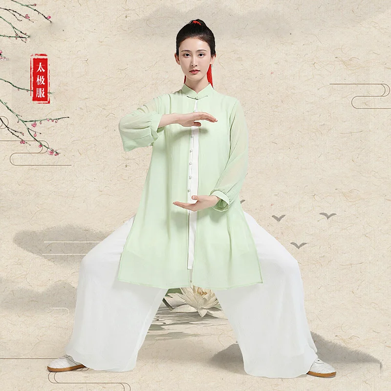 Women's New Chinese Style Tai Chi Suit, Flowing Baduanjin & Wushu Uniform for Group Performances & Practice