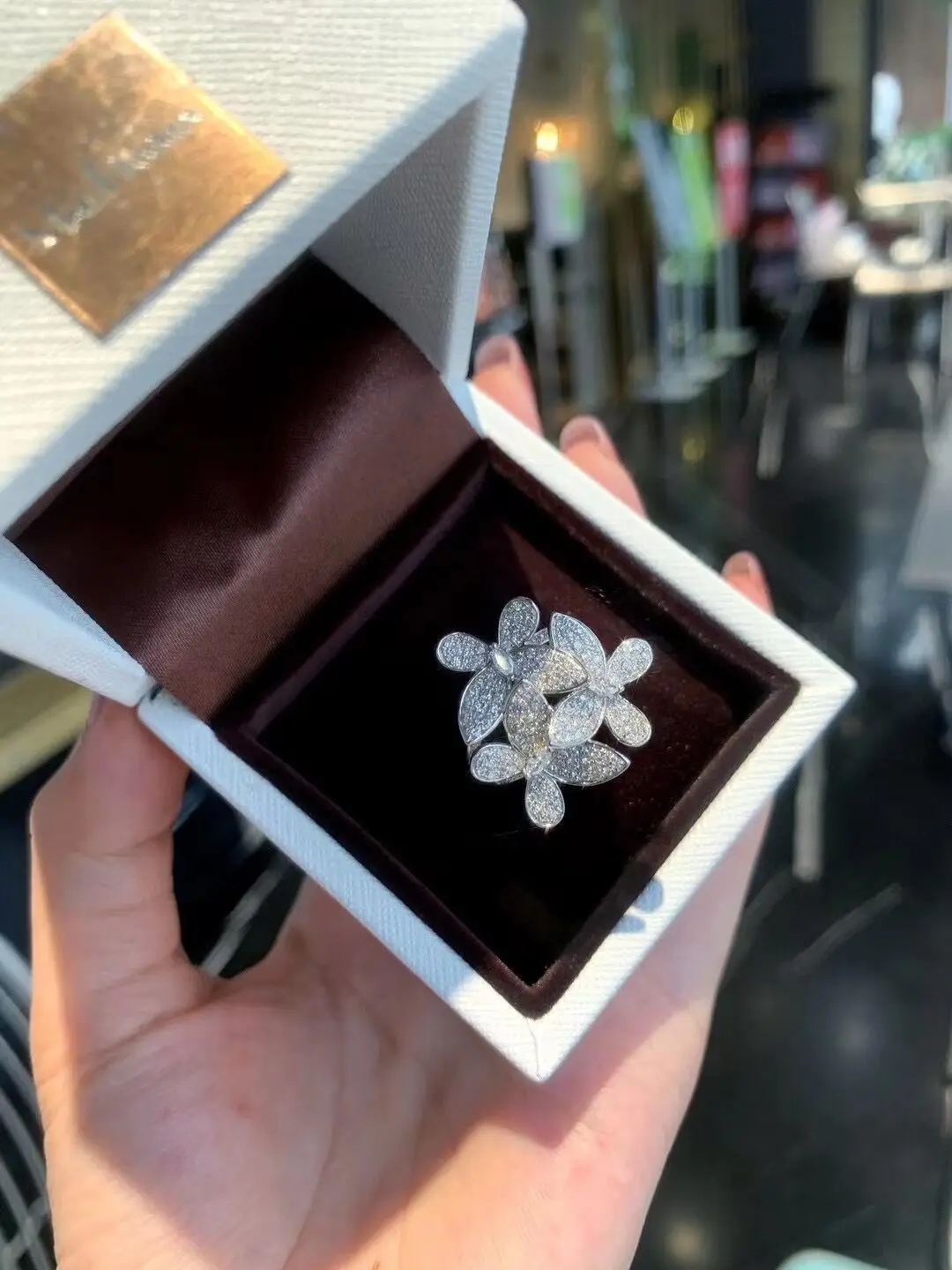 Women's 925 Silver Sunflower White Zircon Ring