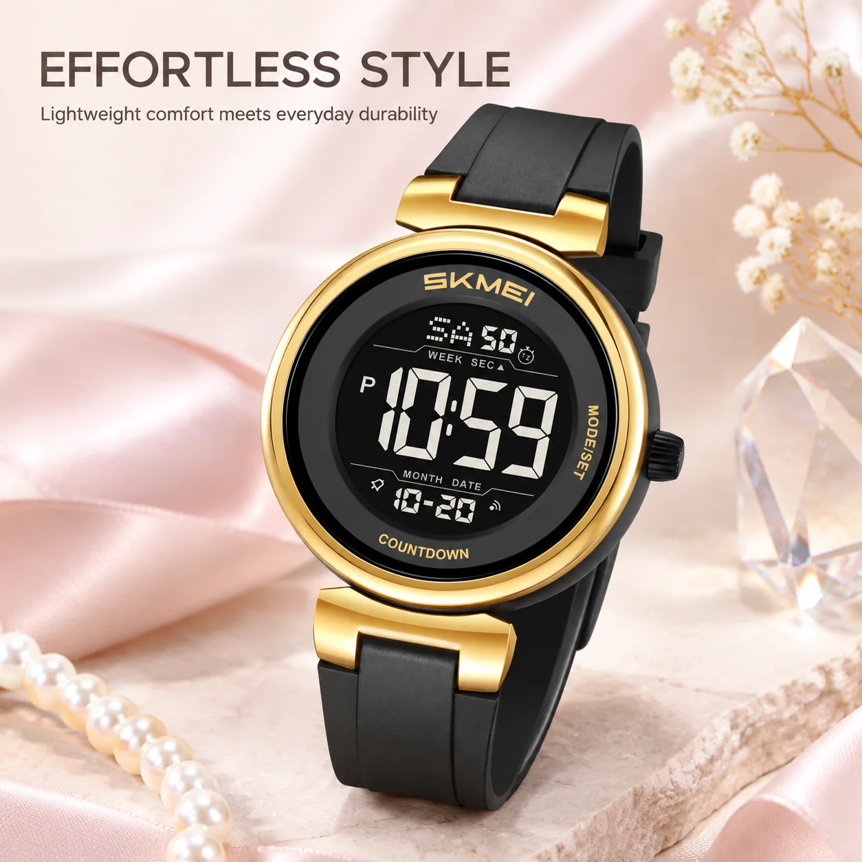 SKMEI 2633 Sports Digital Watches For Men Women 5Bar Waterproof Fashion Wristwatches EL Light Week Date Display Countdown Chrono