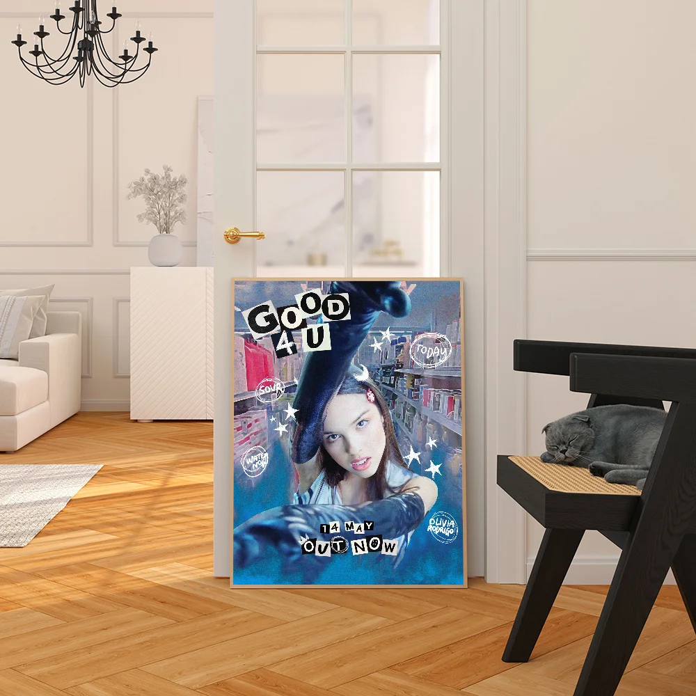 Piosenkarka O-Olivia fajne R-Rodrigo DIY plakat samoprzylepny biały papier drukuje plakaty grafika Vintage malarstwo dekoracyjne