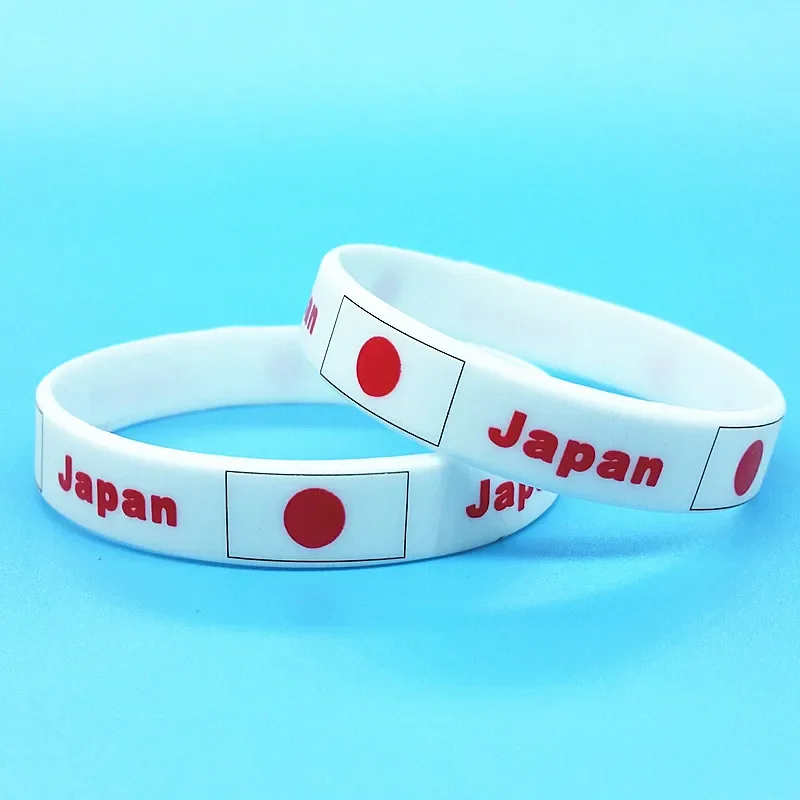 2pcs Japan Flag Silicone Bracelets Sports Japanese Wristbands National Wrist Strap for Men Women Rubber Band Fashion Accessories