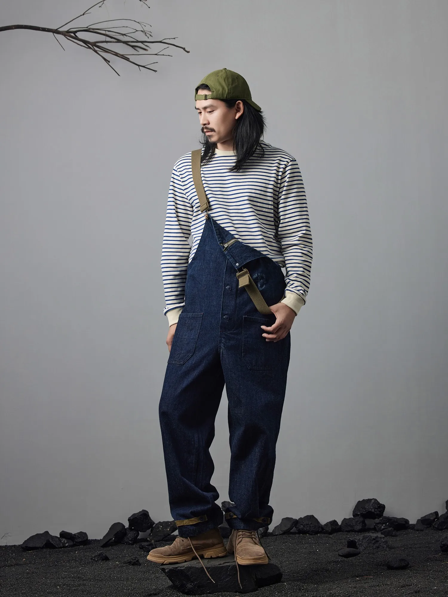 Breton Shirt, Classic Autumn Heavyweight Custom-Knit Breton Striped Long-Sleeved T-Shirt, Loose-Fitting Retro Washed.