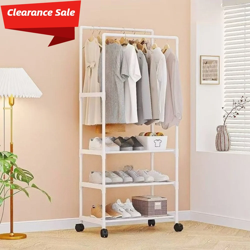 Porte-vêtements sur pied porte-manteau multifonctionnel Portable avec roues cintre sans assemblage p
